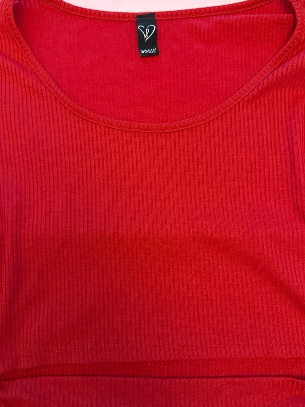 Windsor red ribbed long-sleeve crop top
